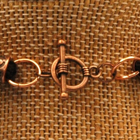 Copper-Toned Obsidian Arrowhead with Moonstone on 23" Handmade Black Hemp Chain - Picture 6 of 6